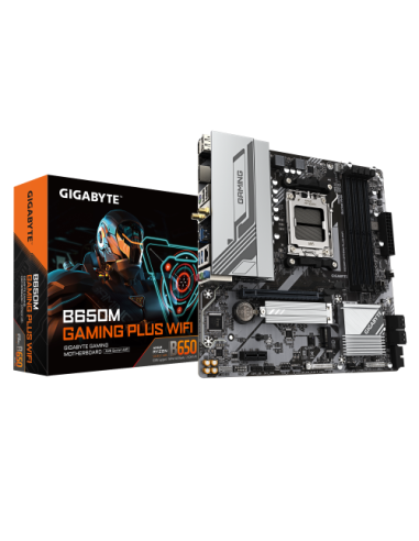 GIGABYTE B650M GAMING PLUS WIFI Placa base - Procesadores AMD Ryzen 9000, VRM de 5+2+2 fases, hasta 8000 MHz DDR5, 2xPCIe 4.0 M.