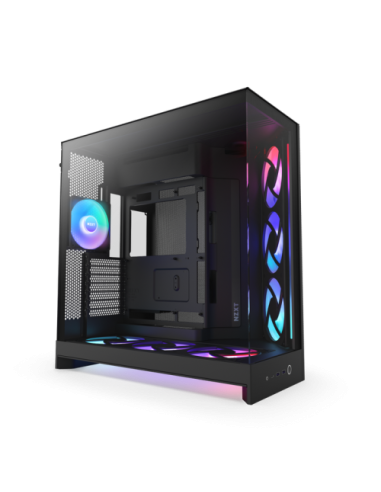 CAJA NZXT H9 FLOW RGB+ (2025) DUAL-CHAMBER MID-TOWER CASE W/ RGB FANS & CONTROLLER - ALL BLACK