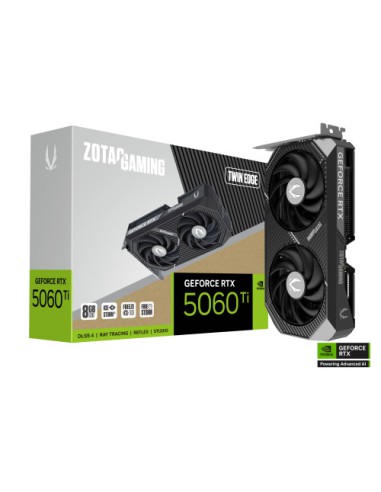 VGA ZOTAC RTX 5060 TI 8GB TWIN EDGE,NV,RTX5060TI,8GB,GDDR7,128BIT,1HDMI+3DP,2 VENTILADORES (ZT-B50610E-10M)
