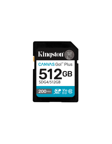 Kingston Technology 512GB SDXC Canvas Go Plus Gen4 200MB/s C10 UHS-I U3 V30
