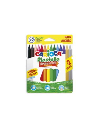 CAJA 12+2 PLASTICERA COLORES SURTIDOS PLASTELLO CARIOCA 42714