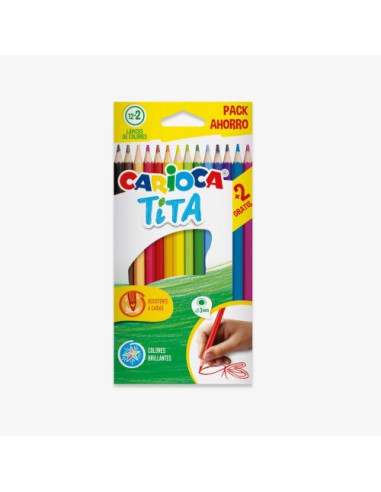 CAJA 12+2 LAPICES COLORES SURTIDOS RESINA TITA CARIOCA 43878