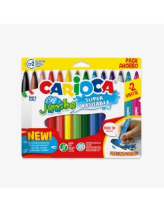 CAJA 12+2 ROTULADORES COLORES SURTIDOS JUMBO SUPERLAVABLE CARIOCA 40567
