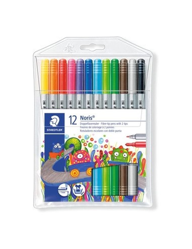 ESTUCHE CARTÓN CON 12 ROTULADORES DOBLE PUNTA COLORES NEÓN STAEDTLER 3200 C12