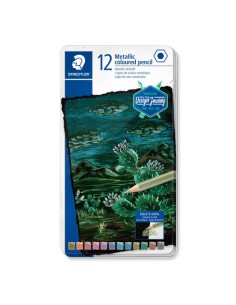 ESTUCHE METALICO CON 12 LAPICES DE COLORES METALICOS DESIGN JOURNEY 146M M12