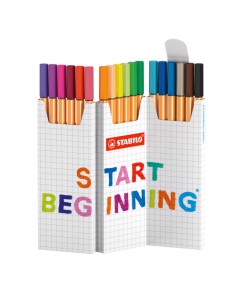 ESTUCHE CARTON ZIG-ZAG ROTULADOR PUNTA FINA 0,4MM. POINT 88 CON 18 UNIDADES COLORES SURTIDOS STABILO 8818-5