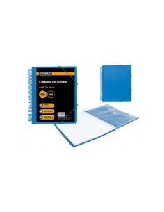 CARPETA ESPIRAL 40 FUNDAS CON SOBRE A4 AZUL POLIPROPILENO INGRAF 332496