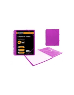CARPETA ESPIRAL 20 FUNDAS CON SOBRE A4 MORADO POLIPROPILENO INGRAF 332490