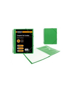 CARPETA ESPIRAL 20 FUNDAS CON SOBRE A4 VERDE POLIPROPILENO INGRAF 332489
