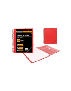 CARPETA ESPIRAL 20 FUNDAS CON SOBRE A4 ROJA POLIPROPILENO INGRAF 332487