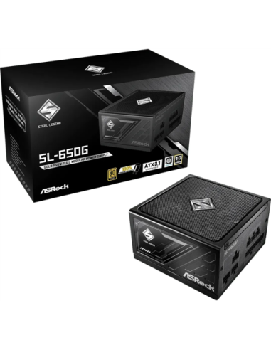 FUENTE ALIMENTACION ASROCK SL-650G,PSU,650W,80 PLUS GOLD,135MM,MODULAR,PCI-E 5.1 (12+4pin)x1,PCI-E (6+2 pin)x3,SATA (5 pin)x9