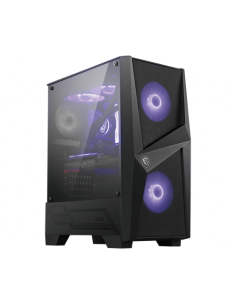 CAJA MSI MAG FORGE 100M,3x2.5"+2x3.5”,3x120MM (RGB) +1x120MM,2xUSB3.2+AUDIO+MICRO,MID-TOWER,NEGRA
