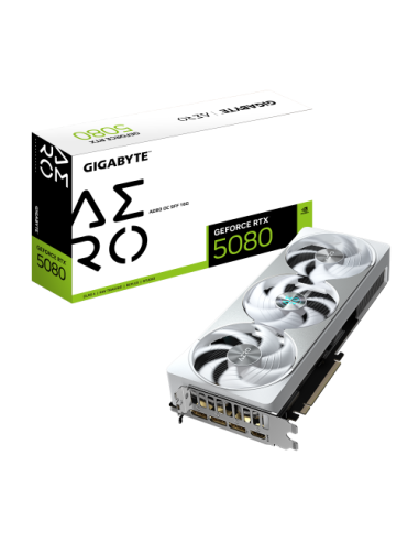 GIGABYTE GeForce RTX 5080 AERO OC SFF 16G Tarjeta Gráfica - 16GB GDDR7, 256 bits, PCI-E 5.0, 2730MHz Core Clock, 3 x DisplayPort