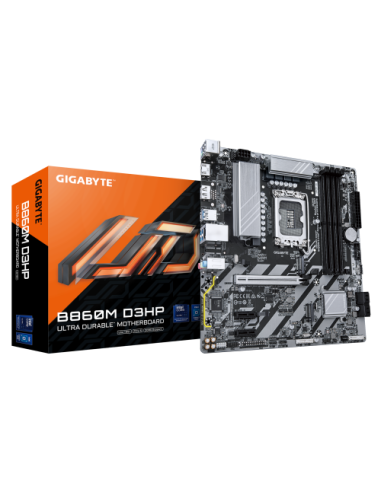 GIGABYTE B860M D3HP Placa base - CPUs Intel Core Ultra, VRM de 4+1+2+1 fases, hasta 9066MHz DDR5, 2xPCIe 4.0 M.2, LAN GbE, USB 3