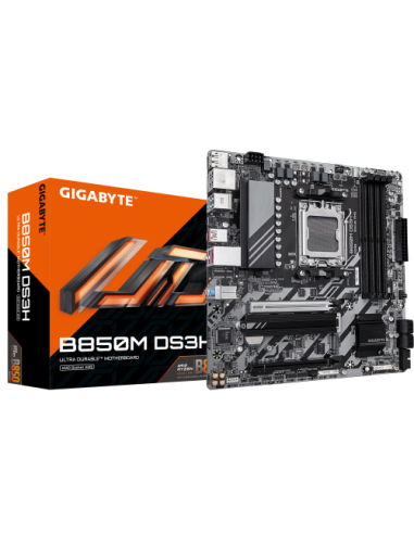 GIGABYTE B850M DS3H Placa Base - Procesadores AMD Ryzen Serie 9000, 16+2+2 fases VRM digitales, hasta 8200MHz DDR5 (OC), 1xPCIe 