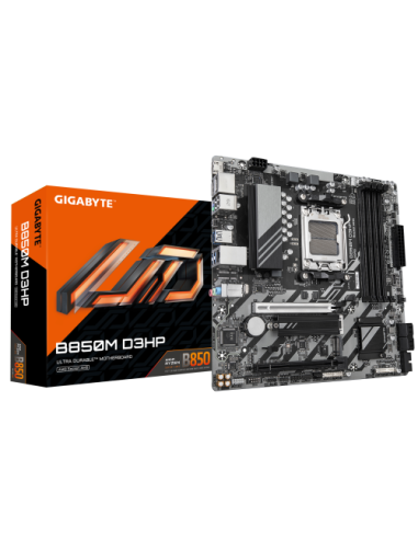 GIGABYTE B850M D3HP Placa Base - Procesadores AMD Ryzen Serie 9000, 5+2+2 fases VRM digitales, hasta 8200MHz DDR5 (OC), 1xPCIe 5
