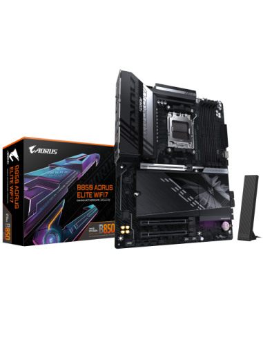 GIGABYTE B850 AORUS ELITE WIFI7 Placa Base - Procesadores AMD Ryzen Serie 9000, VRM digital de 14+2+2 fases, hasta 8200MHz DDR5 