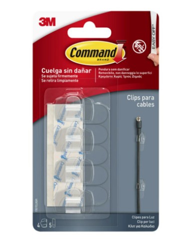 BLISTER 4 CLIPS ADHESIVOS TRANSPARENTES PARA CABLES REDONDOS COMMAND 17017CLR 3M 7100309226