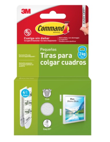 BLISTER TIRAS ADHESIVAS PEQUEÑAS PARA CUADROS HASTA 1,8KG COMMAND 17202 3M 7100336859