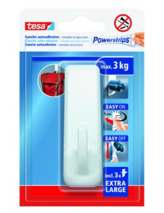BLISTER GANCHO ADHESIVO XL RECTANGULAR POWERSTRIPS 3KG BLANCO TESA 59029-00001-00