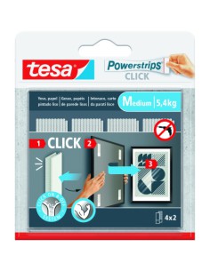 BLISTER TIRAS ADHESIVAS CUELGA OBJETOS POWERSTRIPS CLIK 5,4KG 4 PARES 80x20MM "M" TESA 77721-00001-00