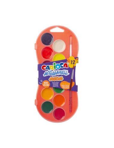 ESTUCHE ACUARELAS NEON 12 COLORES CARIOCA 42406