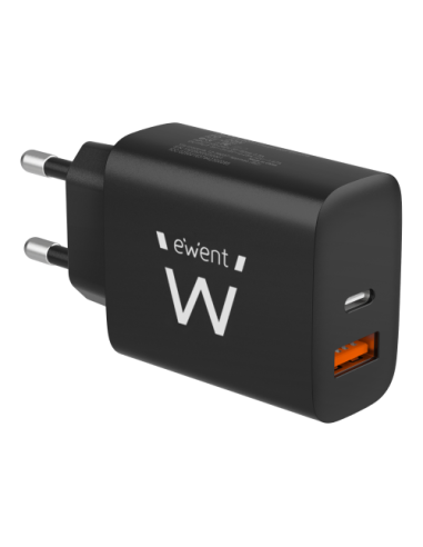 Ewent EW1319 cargador de dispositivo móvil Universal Negro Corriente alterna Carga rápida Interior