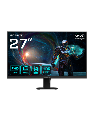 GIGABYTE GS27FA Monitor para juegos de 27” FHD - 1920 x 1080 (FHD), 180Hz, 1ms, 300 cd/m², FreeSync, HDR Ready, HDMI 2.0