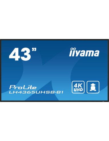 MONITOR IIYAMA 43" , UHD IPS PANEL, HAZE 1%, 800CD/M, HORIZ Y VERT, SIGNAL FAILOVER, MM 2X 10W, HDMI 2X, DP, USB 2.0 X2, WIFI, L
