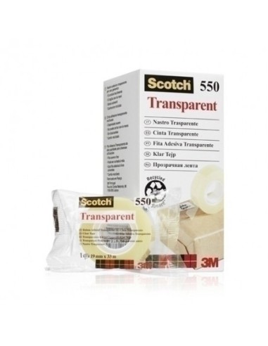 CAJA 8 ROLLOS CINTA ADHESIVA 550 TRANSPARENTE 19MM x 33M 550-1933E SCOTCH 7100029278