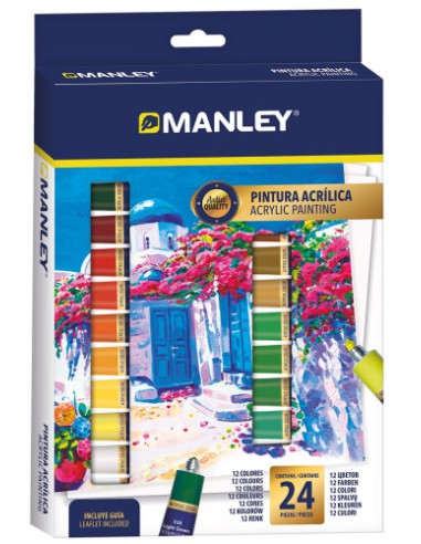 ESTUCHE PINTURA ACRILICA 24 X 12ML MANLEY MDV00024