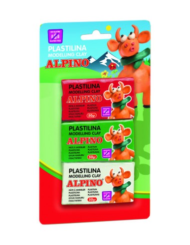 BLISTER 3 UNIDADES PLASTILINA DE 50 GRS. ALPINO DP000116