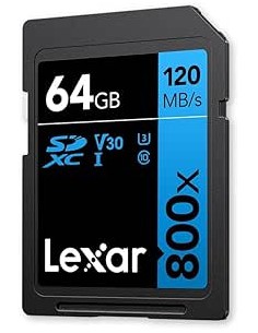 LEXAR 64GB PROFESSIONAL 800X PRO SDXC UHS-I CARDS, UP TO 150MB/S READ, C10 V30 U3