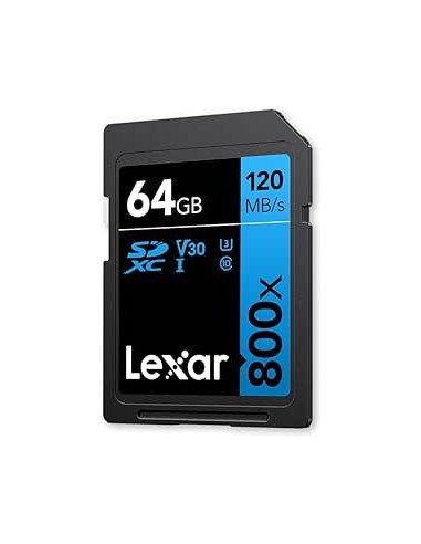 LEXAR 64GB PROFESSIONAL 800X PRO SDXC UHS-I CARDS, UP TO 150MB/S READ, C10 V30 U3