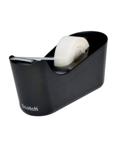 DISPENSADOR PORTARROLLOS C18 DE SOBREMESA COLOR NEGRO CON ROLLO CINTA INVISIBLE 19MM X 33M MAGIC C18-B SCOTCH 7100180453