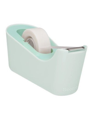 DISPENSADOR PORTARROLLOS C18 DE SOBREMESA COLOR MENTA CON ROLLO CINTA INVISIBLE 19MM X 33M MAGIC C18-M SCOTCH 7100180400
