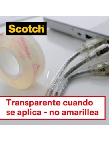 PACK 2+1 ROLLOS CINTA SUPERTRANSPARENTE 19MM × 7,5M CRYSTAL CON DISPENSADOR 6-1975C3 SCOTCH 7100088402