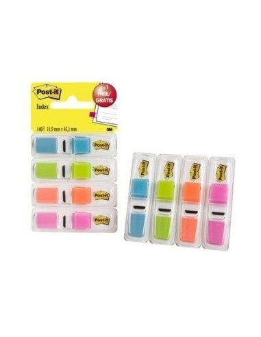 PACK 3+1 DISPENSADORES X 35 MARCADORES INDEX PEQUEÑOS 11,9X43,2MM COLORES SURTIDOS TRANSLÚCIDOS 683-4ABB POST-IT 7100019101