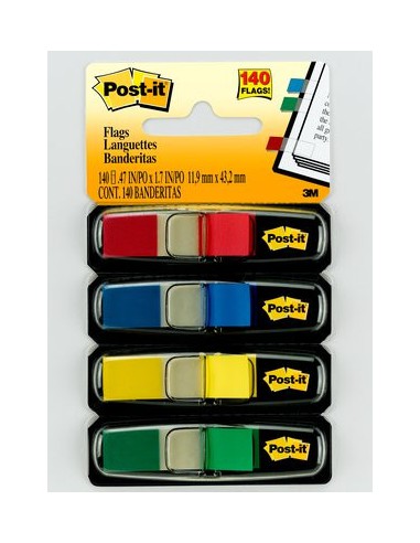 PACK 4 DISPENSADORES X 35 MARCADORES INDEX 11,9X43,2MM COLORES SURTIDOS 683-4 POST-IT 7000144923
