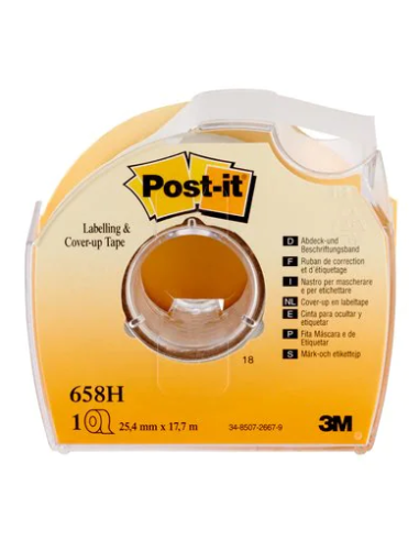 BLISTER CINTA OCULTAR/ETIQUETAR 6 LÍNEAS 25MM X 17,7M CON PORTARROLLO 658-HD POST-IT 7100222076