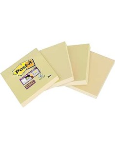 PACK 4 BLOCS 45 HOJAS NOTAS RECICLADAS ADHESIVAS 102X152MM SUPER STICKY CANARY YELLOW CON LÍNEAS 4645-RSSCY4 POST-IT 7100321347