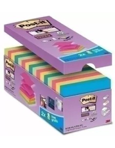 PACK 16+4 BLOCS 90 HOJAS Z-NOTES ADHESIVAS 76X76MM SUPER STICKY COLORES SURTIDOS R330-SS-VP16-EU POST-IT 7100234249