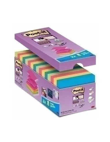 PACK 16+4 BLOCS 90 HOJAS Z-NOTES ADHESIVAS 76X76MM SUPER STICKY COLORES SURTIDOS R330-SS-VP16-EU POST-IT 7100234249