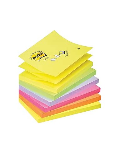 PACK 12 BLOCS 100 HOJAS Z-NOTES ADHESIVAS 76X76MM COLORES SURTIDOS FLÚOR R330-NR POST-IT 7100290154