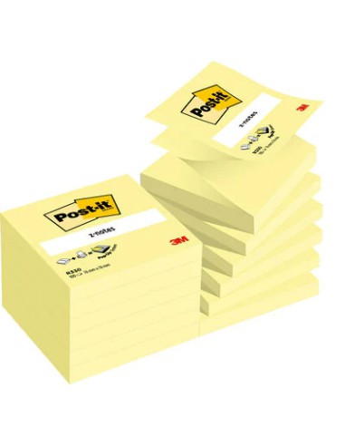 PACK 12 BLOCS 100 HOJAS Z-NOTES ADHESIVAS 76X76MM CANARY YELLOW CAJA CARTÓN R-330-CY POST-IT 7100290167