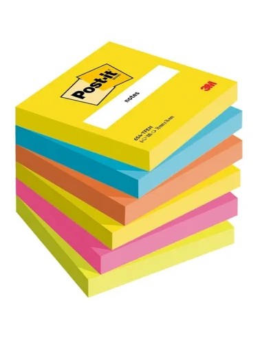PACK 6 BLOCS 100 HOJAS NOTAS ADHESIVAS 76X76MM COLECCIÓN ENERGETIC 654-TFEN POST-IT 7100296019