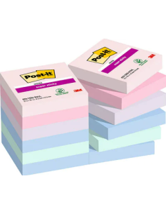 PACK 12 BLOCS 90 HOJAS NOTAS ADHESIVAS 47,6X47,6MM SUPER STICKY COLECCIÓN SOULFUL CAJA CARTÓN 622-12SS-SOUL POST-IT 7100290159