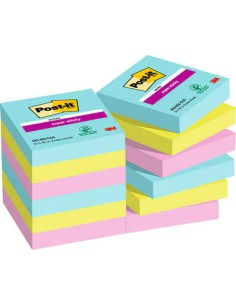 PACK 12 BLOCS 90 HOJAS NOTAS ADHESIVAS 47,6X47,6MM SUPER STICKY COLECCIÓN COSMIC CAJA CARTÓN 622-12SS-COS POST-IT 7100290180