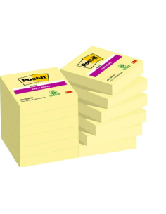 PACK 12 BLOCS 90 HOJAS NOTAS ADHESIVAS 47,6X47,6MM SUPER STICKY CANARY YELLOW CAJA CARTÓN 622-12SSCY-EU POST-IT 7100290190