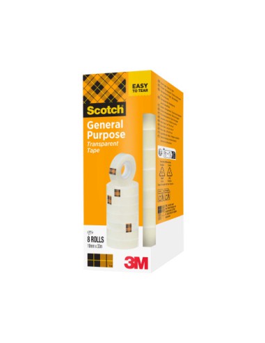 PACK 8 ROLLOS CINTAS ADHESIVAS TRANSPARENTE 19MM X 33M 508/1933 SCOTCH 7100336276